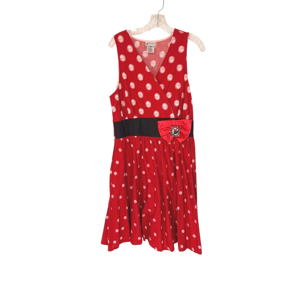 Disney Parks Minnie Mouse‎ Dress Red White Polka Dot Fit & Flare Brooch Large
